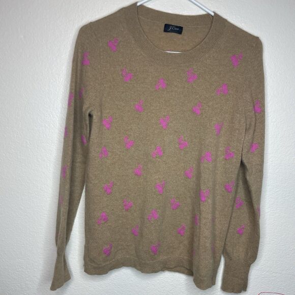 J Crew Long Sleeve Everyday Cashmere Crewneck Sweater Cherries Size Small - Picture 1 of 8